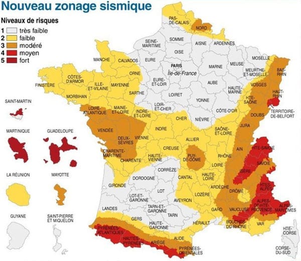 Nouveau zonage sismique en France ERNMT